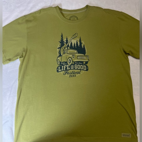 Life Is Good *NWT* Festival 2013 Light Green Short Sleeve TShirt size Large - Picture 1 of 7